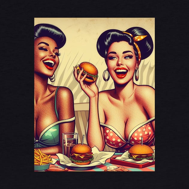 pin up girls eating burgers by Anthony88